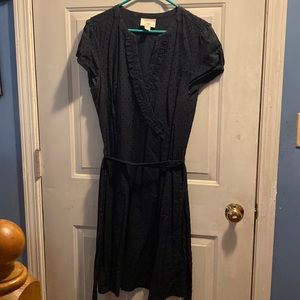 Short sleeve navy patterned cotton dress from Ann Taylor loft size 14
